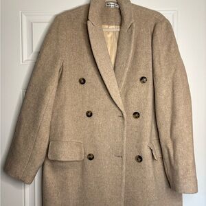 Reformation Beige Double-Breasted Pea Coat